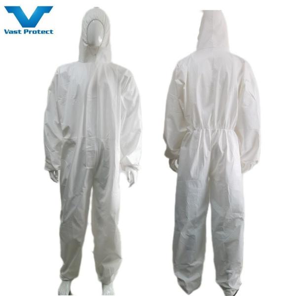 Workwear 175*140cm Disposable White Microporous 56GSM Tyvek 500 PPE Suit for