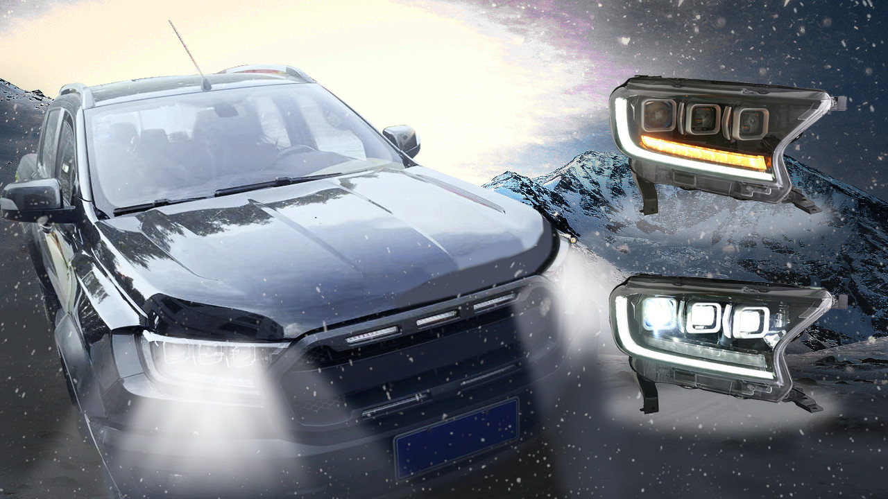 LED 3 Lens Ford Ranger Headlight With Streamer 0.13CBM Volume