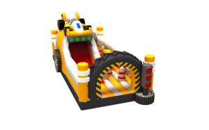 China Car Themed Inflatable Obstacle Game Digital Printing Big Bouncy Castle factory