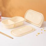 500ml natural 2-grid corn starch food storage container can carry a lunch box