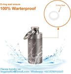 Keychain Pill Holder (2 Pack), Titanium Minsize Waterproof Pill Container/ Case