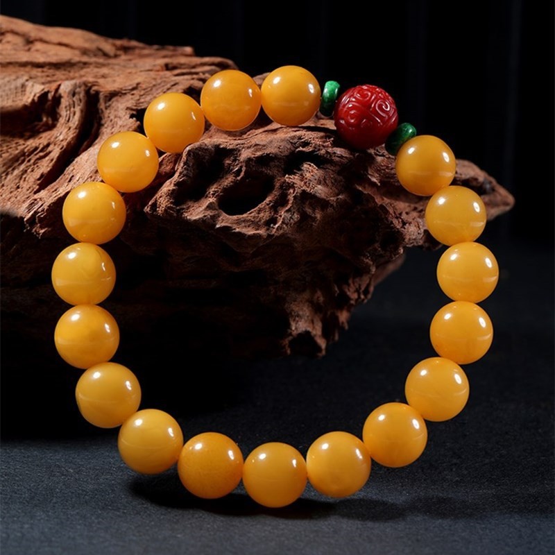 Wholesale Natural Crystal Bracelet Honey Amber Raw Stone Bracelet Energy Stone Meditation Bracelet For Jewelry Gift Simple Luxury Beeswax Beads Amber
