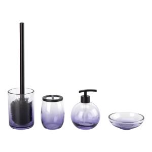 China Glass Bathroom Accessories Set Ombre Blue With Round And Ball Shape Glass Soap Dispenser factory