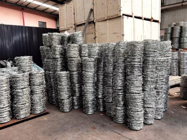1.5-2.5mm Electric Barbed Wire Fence 14 Gauge Barbed Wire On Boundary Wall