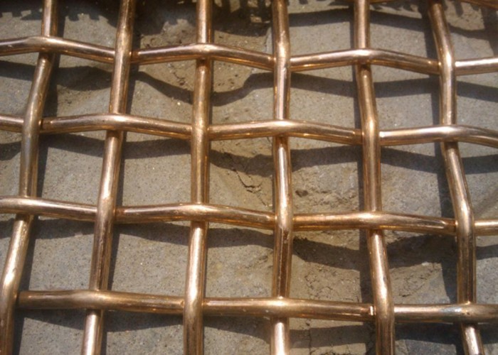 Decorative Brass Mesh Screen Square Hole Crimped Brass Metal Mesh