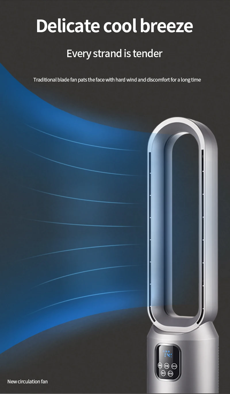 Elegant Noiseless High Speed Bladeless Electric Purifier Standing Leafless Fan 88X30X30 cm
