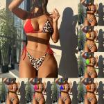 Black Large Size Ladies Swimwear UPF Lepord Brown Bikini Plus Swim Wear