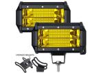 72W Three Row Amber LED Light Bar Adjustable Mounts Flood Wide Beam