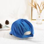 Winter Blue Towel Velvet Warm Leather Patch Sun Hat