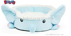 China Lovely Plush Cartoon Blue Elephant Shape Pet Bed for Puppy Cat Dog factory