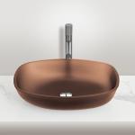 Modern Countertop Wash Basin Matt Gold Tea Glass Vanity Top Sink