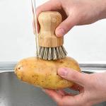 Portable 3.2inch Natural Bamboo Dish Scrub Brush Set 2pcs Great Flexibility