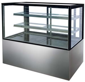 China 1.2m Stainless Steel Base Two Adjustable Shelves Cake Showcase factory