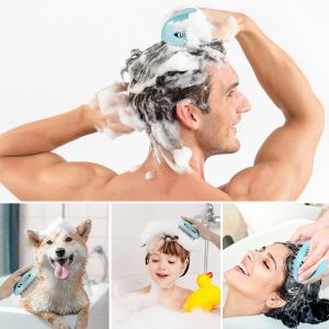 Blue Easy Clean Scalp Massager With 3 Interchangeable Scrubbers