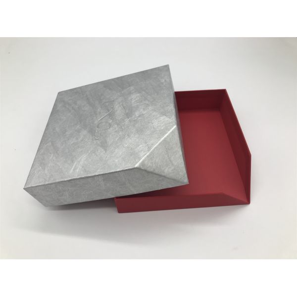 Custom Special-shaped Red Box with Logo Silver Foiled, Jewelry Box for Necklace Packing