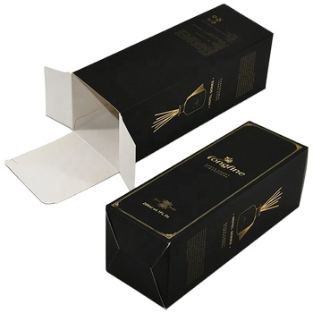 Black Printing Reed Diffuser Strong Cardboard Boxes Fragrance Perfume Gold Hot Stamping Packaging