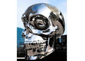 China Customized Giant Polished Modern Stainless Steel Skullhead Sculpture factory