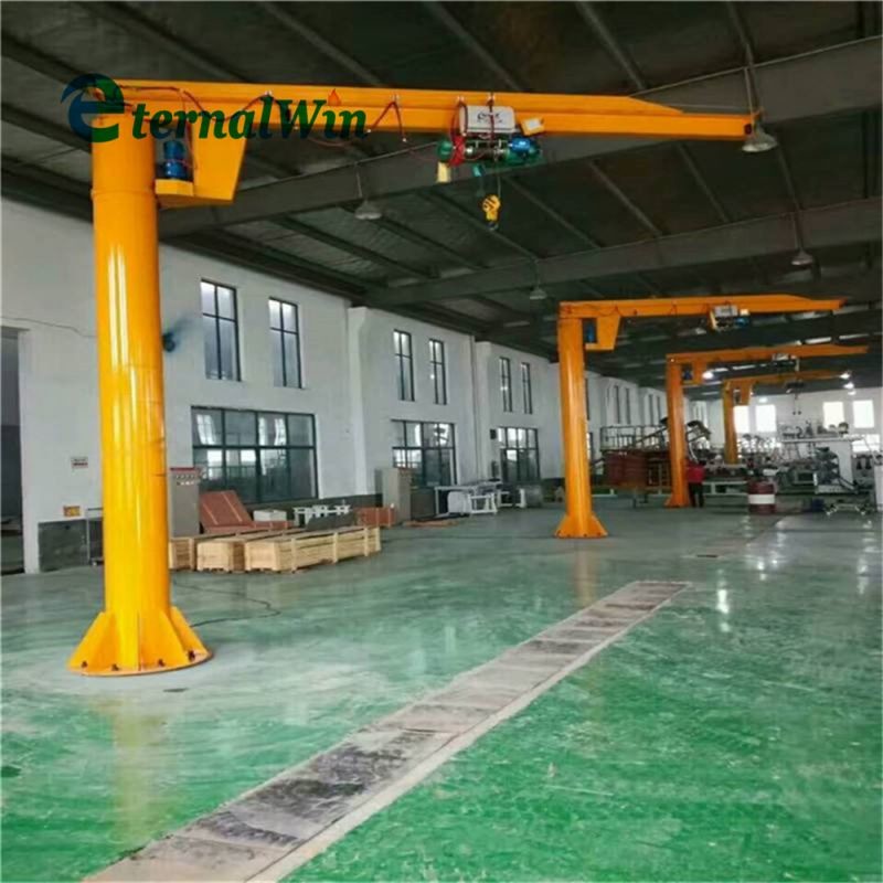 Workshop platform cantilever ground wall mounted columned yellow red industrial jib crane