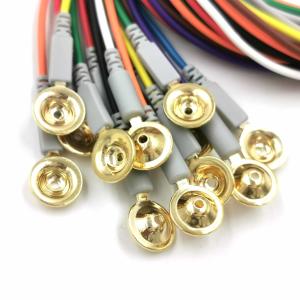 China Gold coated cup electrode leadwire Neurofeedback dry EEG 1.5mm Din sensor Cap factory