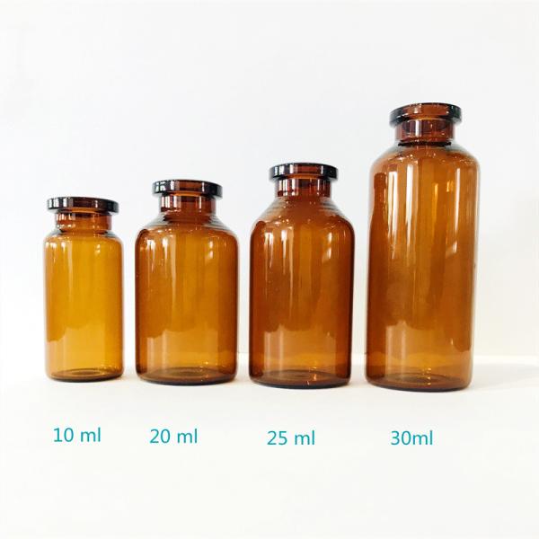 Liquid Medicine Molded Glass Vial 20ml Clear Amber Glass Vials With Rubber