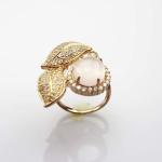 Rose Gold Plated 925 Silver Ring withGenuine Rose Quartz and Cubic Zirconia