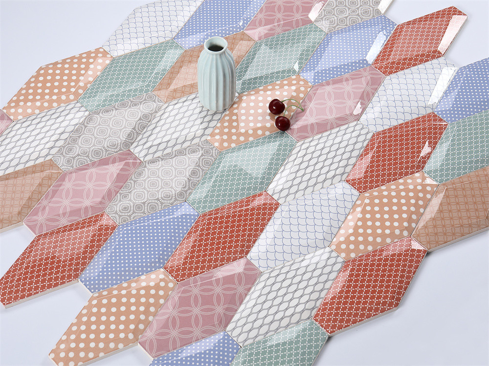 Colorful Bevelled Bread Wall Tiles 10x20cm AAA Grade Subway Tiles For Dining Room