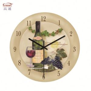 China Home Wall Decoration Glass Wall Clock with Scenic Landscape Design and Oil Painting factory