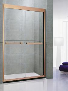 China Rose Gold Sliding Shower Stall 8 / 10 MM Nano Clear Tempered Glass Double Moving Doors factory