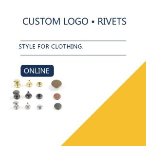 China Small Size Jeans Pocket Custom Logo / Brass Metal Jeans Rivet / Bulk Rivet 2 Parts Leather Clothing factory