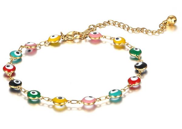 Devil's Eyes Stainless Steel anklet Female 18K gold non-fading eye drops glue
