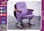 Purple Folding Church Hall Chairs With Fabric Covers / Auditorium Seating