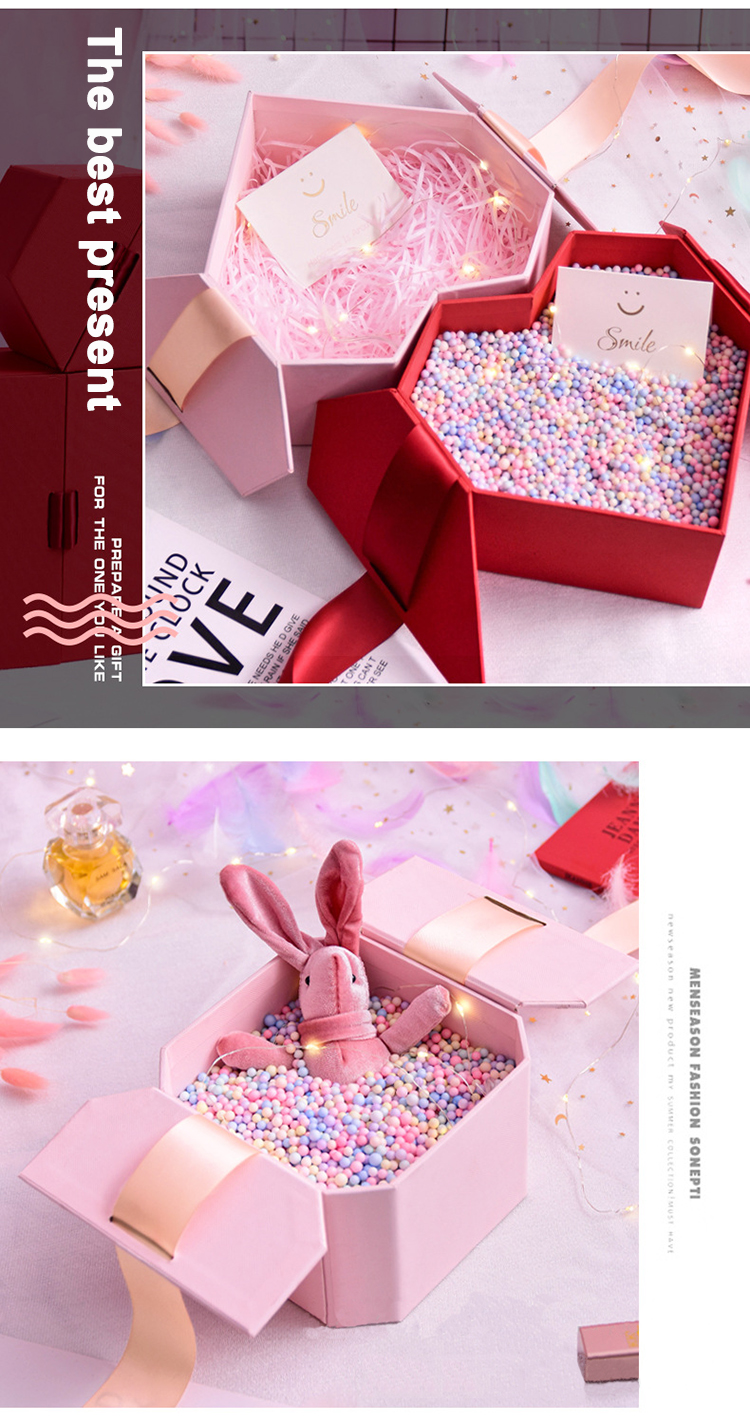 Custom Packaging Box Luxury Wedding Gift Box Heart Shape Cardboard Gift Box With Ribbon