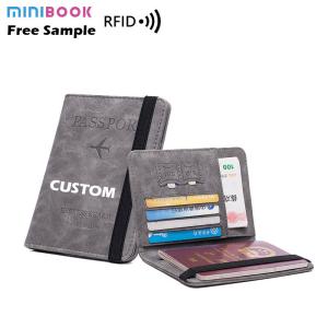 China Leather Passport Cover Case Stamping Simple Plane for Travel Document and Credit Card factory