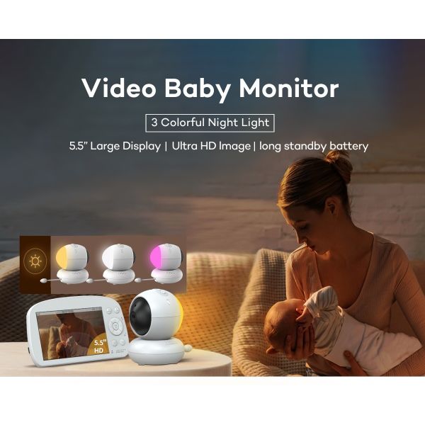 China 5.5 Inch 4K Baby Monitor with Pan-Tilt Camera & 5000mAh Battery factory