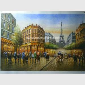 China 100% Handmade Paris Oil Painting Palette Knife Eiffel Tower Paris Scenery On Canvas factory