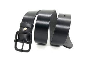 China Classic Mens Cowhide Belt With Print Logo / Casual Black Belt Wear Resistant factory