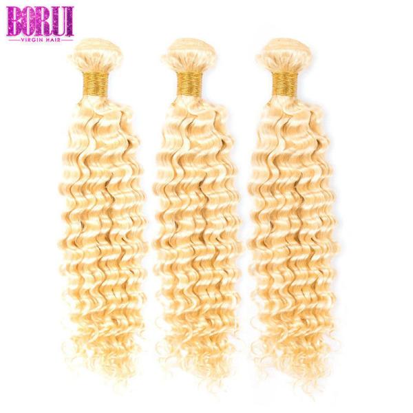 10A 613 Blonde Deep Curly Hair , 13 By 4 Lace Frontal No Tangling Healthy Hair