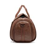 Outdoor PU Leather Travel Duffle Bag Brown With Separate Shoe Compartment