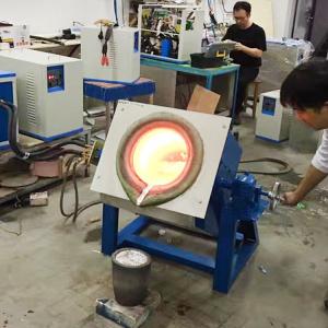 China Induction Heater Controller 110kw Melting Frunace Manual Tilting For 50 Kg Iron factory