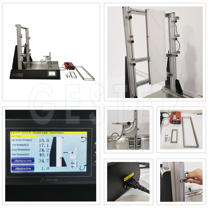 Plc Controller Fabrics Vertical Combustibility Textile Testing Machine Iso 6941