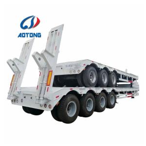 China Semi-Trailer 3 Axle Lowboy for Heavy Duty Transporting Excavator Crane Road Roller 55Tons factory