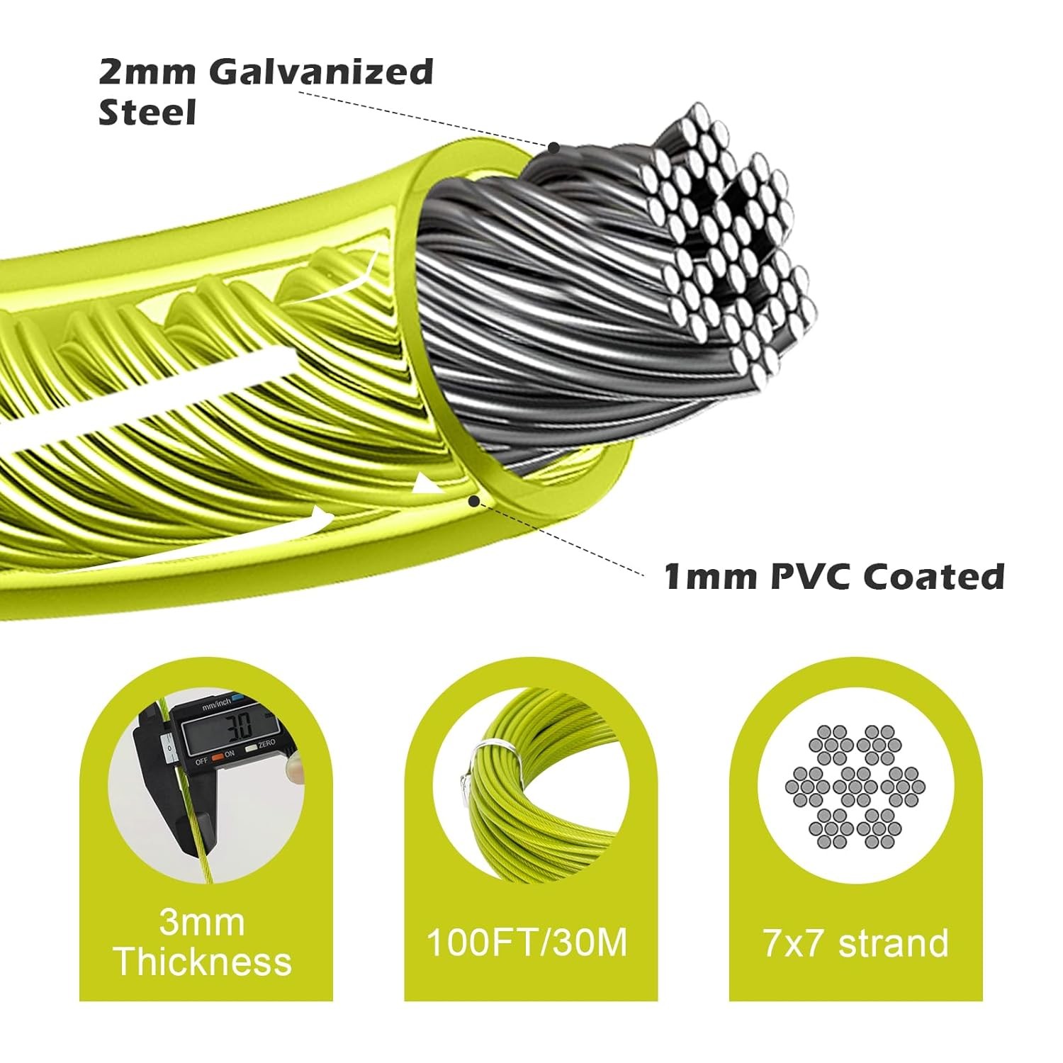 Colorful PVC Coated Steel Wire Rope for High Strength Stainless Steel Cables 304/316 7x7 7x19 Customized as Per Your Needs