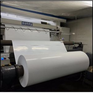 China Primer Coating Matt White Pet Film for Electronic Adhesive Label Facing Material on sale