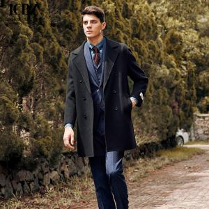 China Autumn and Winter Warmth Men's Black Lapel Woolen Coat for Business Casual Wear factory