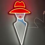 5V Personalized Neon Sign Red Hat Girl Neon Sign For Bedroom Home Bar Decor