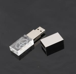 China 3d logo crystal usb stick,crystal usb pen drive laser engrave logo factory
