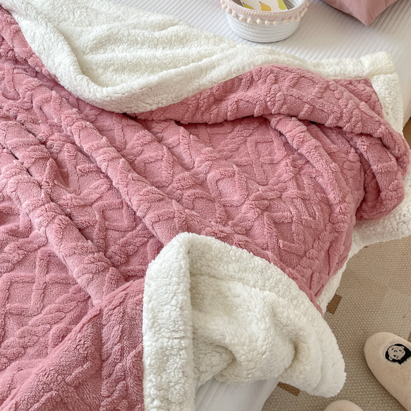 Jacquard Double Layer Flannel Throw Winter Fleece Sherpa Blanket 3ps Quantity Grade