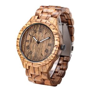 China Men'S Bamboo Wooden Watch Zebra Wood Case And Dial 45 Mm Diameter factory