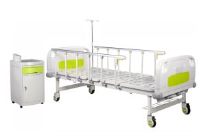 China Detachable ABS Adjustable 2160MM Hospital Bed 2 Cranks Manual Medical Bed factory