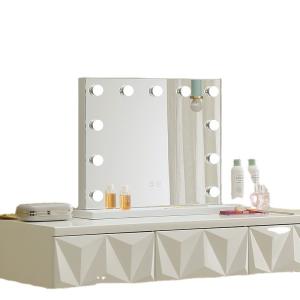 China Small LED Bulbs Makeup Mirror With Lights Luxury Tabletop Led Bathroom Vanity Mirror factory